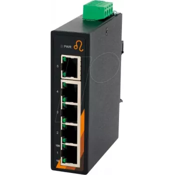 EXSYS EX-6200 5 prievadų pramoninis Ethernet komutatorius, nevaldomas, 10/100Base-TX, DIN bėgelis, -40 iki 75°C