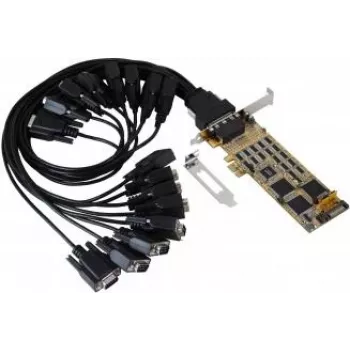 EXSYS PCIe 16 prievadų RS-232 serijinė plokštė su SystemBase lustu, 921,6 Kbps, 15KV ESD, žemo profilio EX-44316-2