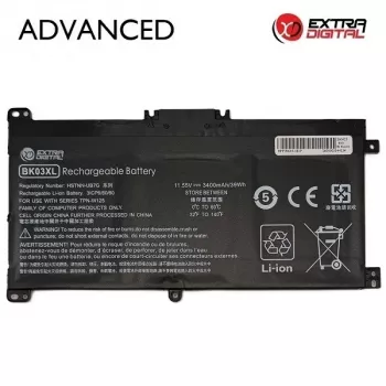 „Extra Digital Advanced“ nešiojamojo kompiuterio baterija, skirta HP BK03XL – 3400 mAh, 11,55 V, 39,3 Wh, 3 elementai, juoda