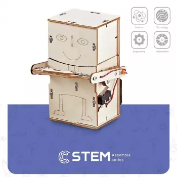EXTRA DIGITAL Wooden Construction Kit Robot Piggy Bank, Educational Model