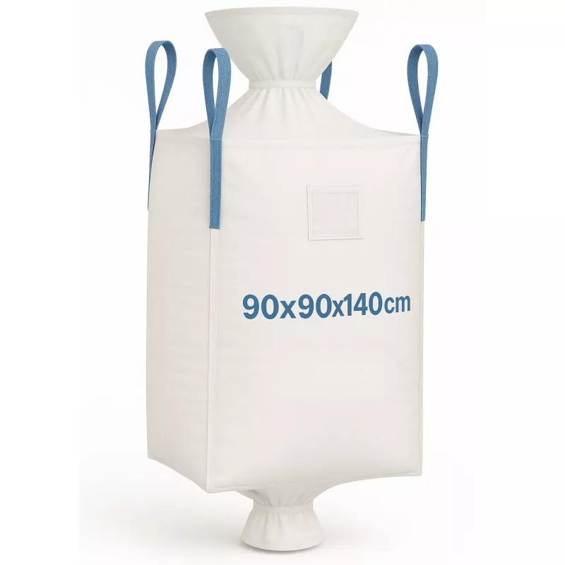 EXTRALINK Big Bag U+2 90x90x140cm 1000kg White FIBC Bulk Bag su išpylimo rankove