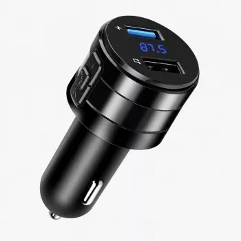 EXTRALINK Bluetooth FM siųstuvas su 2x USB įkrovikliu, laisvų rankų funkcija, juodas