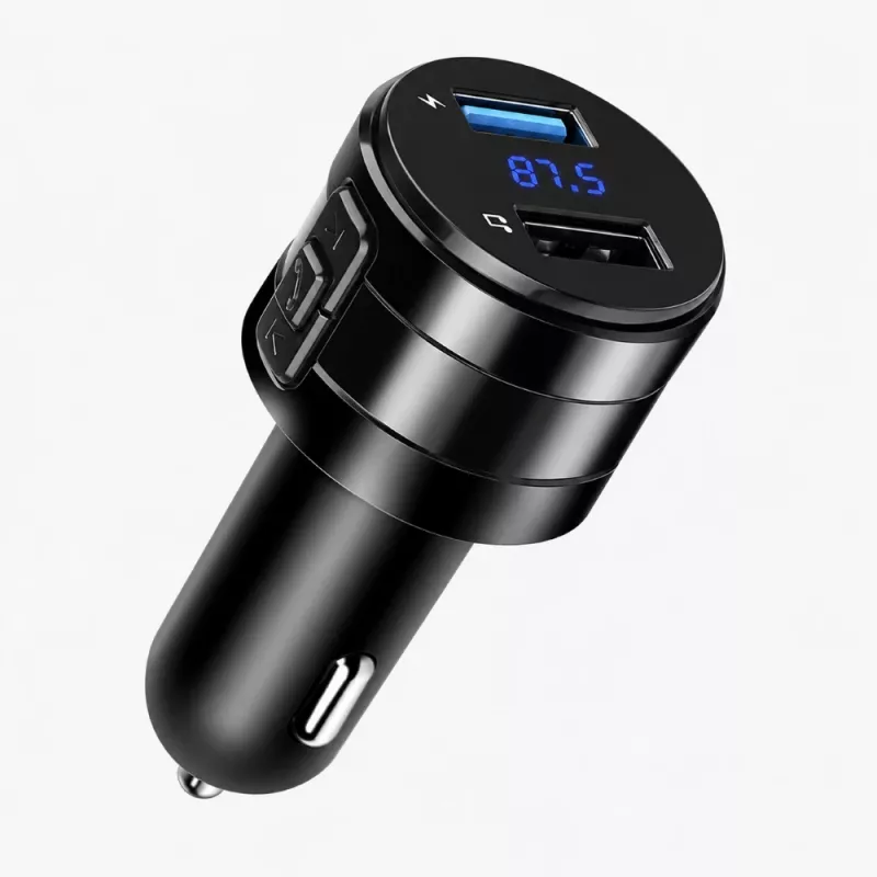 EXTRALINK Bluetooth FM siųstuvas su 2x USB įkrovikliu, laisvų rankų funkcija, juodas