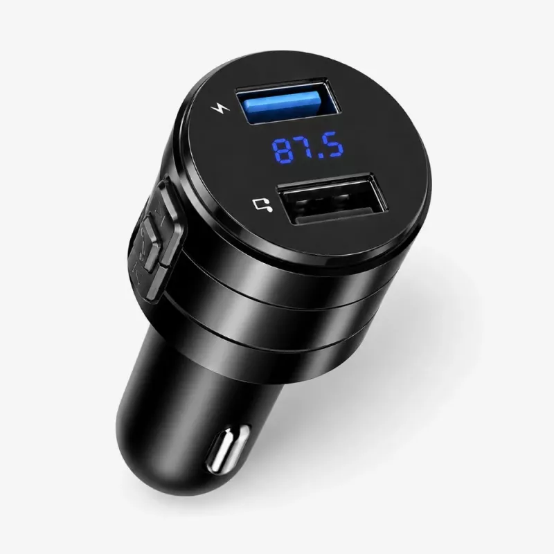 EXTRALINK Bluetooth FM siųstuvas su 2x USB įkrovikliu, laisvų rankų funkcija, juodas