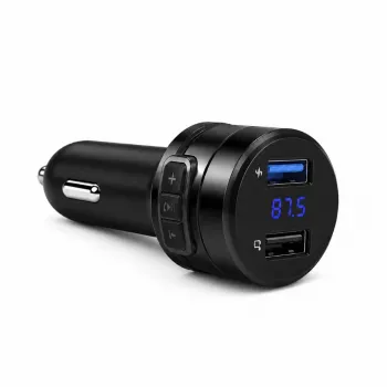 EXTRALINK Bluetooth FM siųstuvas su 2x USB įkrovikliu, laisvų rankų funkcija, juodas