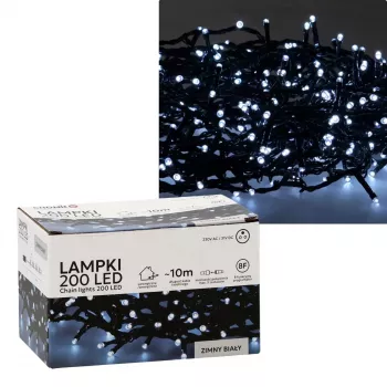 Extralink LED girlianda 200 LED šaltai baltos šviesos 10 m + 3 m IP44 vidaus ir lauko naudojimui