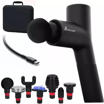 Extralink Massage Gymgun Fit 2.0 Pro masažinis pistoletas, 7 antgaliai, 6 režimai