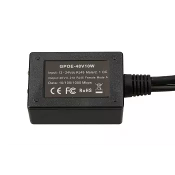 Extralink PoE keitiklis 1 prievadas, įėjimas 1x 1000Mb/s RJ45/Jack 10-30V, išėjimas 48V