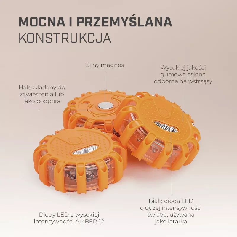 Extralink Smartlife LED kelio signalinė lemputė, USB-C, gintarinė, IP67