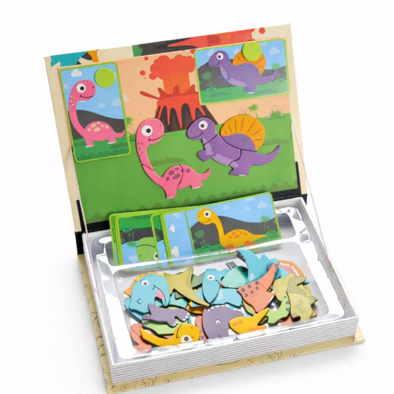 EXTRALINK TOYS Magnetinė dėlionė su knygele 64 detalės Dinozaurai