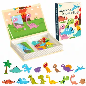 EXTRALINK TOYS Magnetinė dėlionė su knygele 64 detalės Dinozaurai