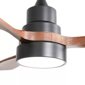 Extralink Walnut Dark 48 122 cm protingas WiFi lubų ventiliatorius su LED šviesa, tamsus riešutas, Tuya programa, nuotolinio valdymo pultas, DC variklis, 6 greičiai, reguliuojamas šviesos ryškumas, suderinamas su Alexa ir Google