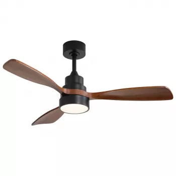 Extralink Walnut Dark 48 122 cm protingas WiFi lubų ventiliatorius su LED šviesa, tamsus riešutas, Tuya programa, nuotolinio valdymo pultas, DC variklis, 6 greičiai, reguliuojamas šviesos ryškumas, suderinamas su Alexa ir Google