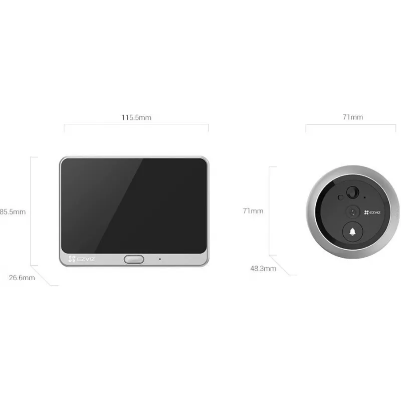 Ezviz CS-CP4 2MP Wi-Fi skaitmeninis durų žiūronas su 4,3 colio ekranu, sidabrinis