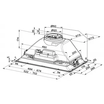 Faber Inka Smart C BK A52 įmontuojamas gartraukis (52 cm, juodos spalvos, 330 m³/h, LED)