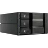 Fantec BP-SA2131 3 vietų SAS/SATA galinės plokštės modulis 5,25 colio skyriui – be dėklų, karšto keitimo, 70 mm ventiliatorius, juodas aliuminis 2185