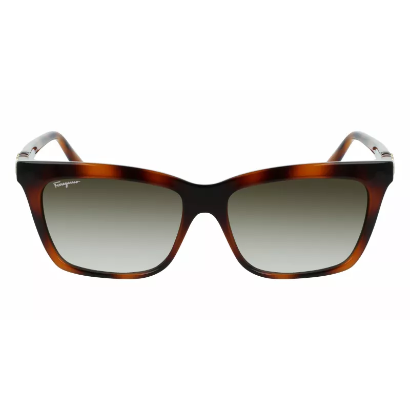 Ferragamo SF1027S-214 Moteriški akiniai nuo saulės Havana Acetatas Kvadratiniai Rudi Gradientiniai 55mm
