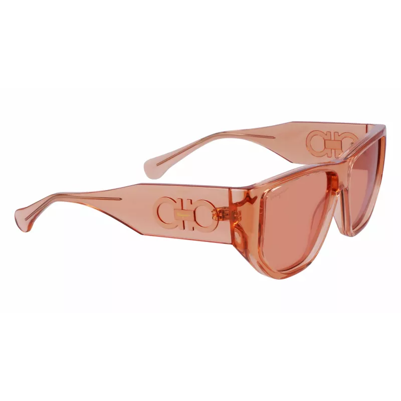 Ferragamo SF1077S-838 Unisex Akiniai Pilot Shiny Rose Gold Brown Gradient 56/13/140 mm