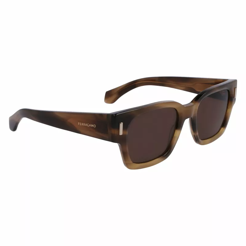 Ferragamo SF2010S-319 Vyriški Akiniai Nuo Saulės Žalia Havana Kvadratiniai Acetatas 52mm