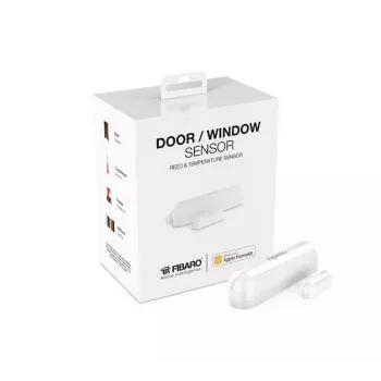 Fibaro durų ir langų jutiklis 2, skirtas Apple HomeKit – baltas, Bluetooth Low Energy, su įmontuotu temperatūros jutikliu