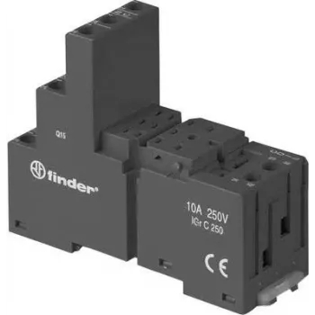 Finder 94.03.0 juodas varžtinis lizdas 55.33/55.34 ir 85.33/85.34 relėms, 3 polių, 10A 250V, DIN/panelinis montavimas