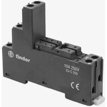 Finder 95.050 Relės lizdas 40/44/51/52/61 serijų relėms, 8 kontaktų, varžtiniai gnybtai, DIN bėgelio/panelės montavimas, 10 A, 250 V AC, juodas