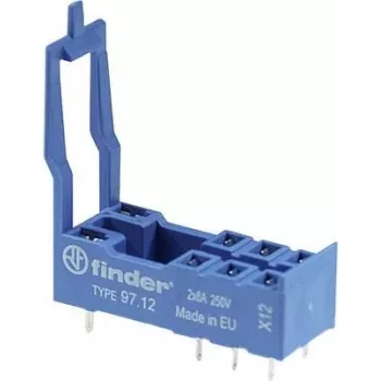 Finder 97.12 relės lizdas 46 serijos relėms, 8 kontaktų, varžtiniai gnybtai, DIN bėgelio/panelės montavimas, 10 A, 250 V AC, pilkas