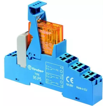 Finder FIN 48.P5.8 230V – tarpinė relė su Push-In gnybtais, 2 perjungimo kontaktai, 230 V AC
