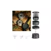 FIREMAPLE FMC-201 Camping Cookware Set – 8 dalių kempingo indų rinkinys, kietai anoduoto aliuminio puodų ir keptuvės komplektas su lizdiniu dizainu 1–2 asmenims