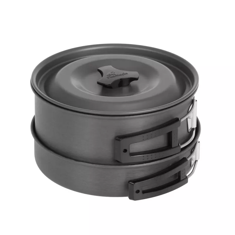 FIREMAPLE FMC-201 Camping Cookware Set – 8 dalių kempingo indų rinkinys, kietai anoduoto aliuminio puodų ir keptuvės komplektas su lizdiniu dizainu 1–2 asmenims
