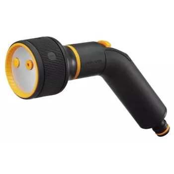FISKARS Multi-Spray Gun 3-Pattern Watering Nozzle with SoftGrip™, Black/Orange laistymo antgalis