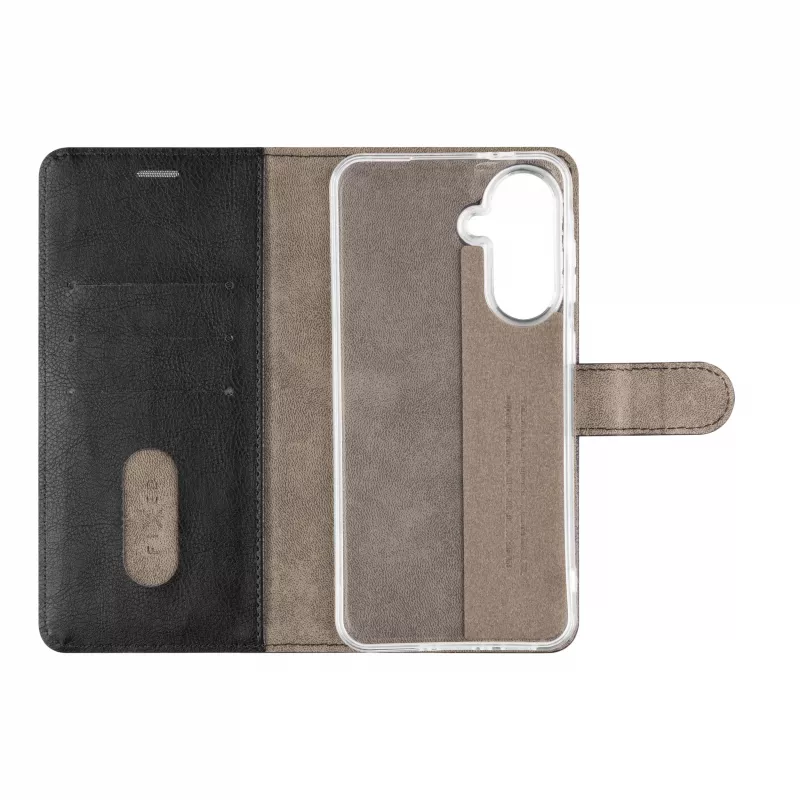 Fixed Opus Book Case, skirta Samsung Galaxy A37 5G, dirbtinė oda, juoda
