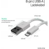 Flexline USB įkrovimo ir sinchronizavimo laidas, USB-A – 8 kontaktų (Lightning), 2.0, ABS, baltas, 5,0 m (FL31-12048)