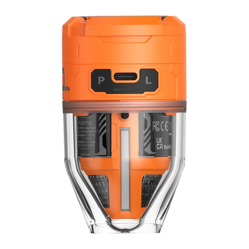 Flextail Max Pump 3 nešiojamasis siurblys (oranžinis) – įkraunamas per USB-C, su LED šviesa, 3600 mAh, IPX4