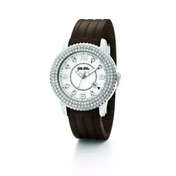 Folli Follie Donatella Moteriškas Kvarco Laikrodis WF5T003ZTW 30mm Rožinio Aukso Nerūdijantis Plienas Balta Oda