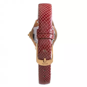 FOLLI FOLLIE Heart4Heart moteriškas laikrodis WF1B006STSR 33mm rožinio aukso plieno korpusas baltas ciferblatas raudonas odinis dirželis
