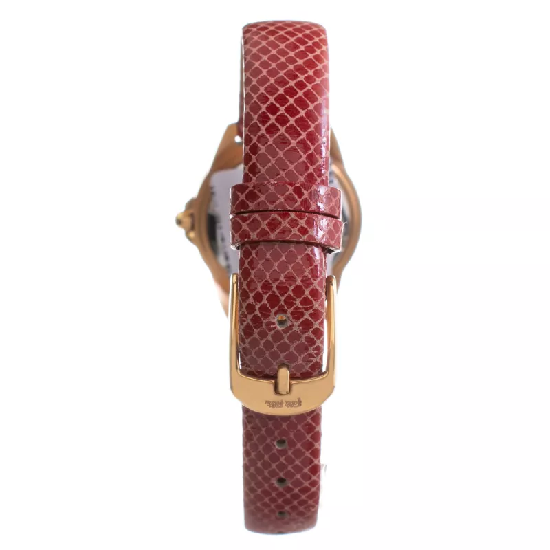 Folli Follie Heart4Heart moteriškas kvarcinis laikrodis WF1B006STSR 33mm rožinio aukso nerūdijančio plieno korpusas, baltas ciferblatas, raudonas odinis dirželis