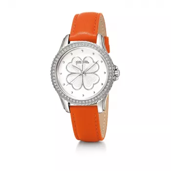 Folli Follie Santorini Flower moteriškas rankinis laikrodis WF15A031SPW 35mm balta odinis dirželis