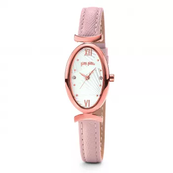 Folli Follie Moteriškas Laikrodis WF16R031SSS – Rožinio Aukso Spalvos Nerūdijantis Plienas, Baltas Ciferblatas, 34 mm