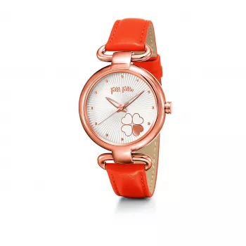 FOLLI FOLLIE Moteriškas laikrodis WF15R029SPNA 32mm Rožinis auksas Nerūdijantis plienas Raudona oda
