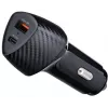 Forcell Carbon CC50-1A1C 38W automobilinis įkroviklis USB-C PD 3.0 + USB-A QC 3.0 juodas