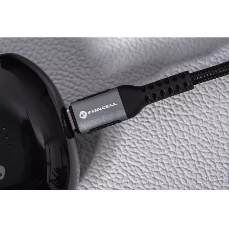 Forcell F-Energy Cafule USB-C į USB-C laidas 0,5 m 240 W 5A PD QC 4.0 pintas juodas