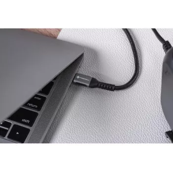 Forcell F-Energy Cafule USB-C į USB-C laidas 2 m 240 W PD 5A QC 4.0 pintas juodas