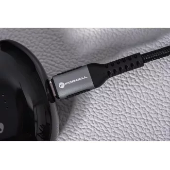 Forcell F-Energy Cafule USB-C į USB-C laidas 3m 240W PD 3.1 QC 4.0 pintas juodas