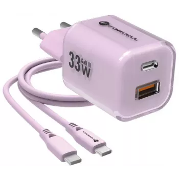 Forcell F-Energy GaN III VT-41 33W 1x USB-C 1x USB-A PD 3.0 QC 4.0 sieninis įkroviklis, violetinis