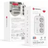 Forcell F-Energy VT-PS03 išmanusis ilgintuvas, 3x Schuko lizdai, USB-C PD 30W, 3x USB-A QC 3.0, Wi-Fi, Tuya programėlės valdymas, 2500W/10A