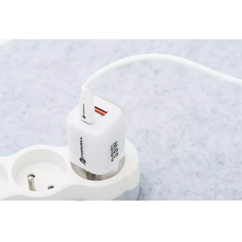 Forcell VT-41 GaN III 33W sieninis įkroviklis su 1x USB-C PD 3.0 ir 1x USB-A QC 4.0 (baltas) | Kur.lt