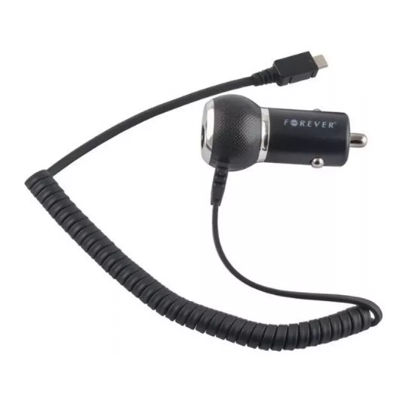Forever 1A Compact Design Car Charger Micro USB (Universal) 1,2m Cable EU Blister Black