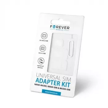 Forever Universal NANO SIM/Micro, Micro SIM to NANO/SIM (3in1) SIM kortelių adapterių rinkinys su išėmimo adata