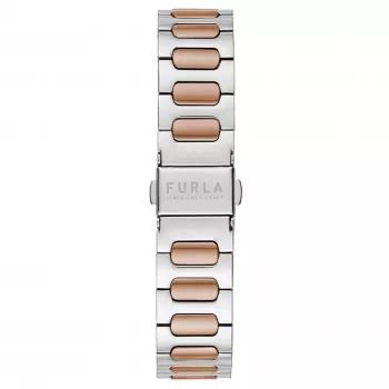 FURLA Arco Chain moteriškas laikrodis su kvarciniu mechanizmu, 38 mm nerūdijančio plieno tinklelio apyrankė, rožinio aukso atspalvis